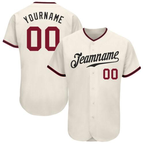 Cream0276 Custom Cream Crimson-Black Authentic Baseball Jersey