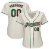 Custom Cream Kelly Green-Red Authentic Baseball Jersey