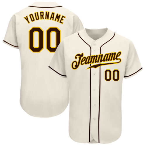 Cream0280 Custom Cream Brown-Gold Authentic Baseball Jersey