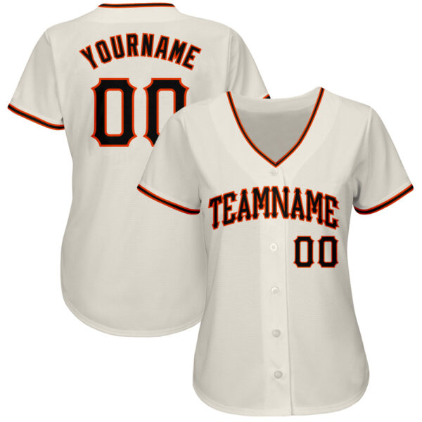 Custom Cream Black-Orange Authentic Baseball Jersey