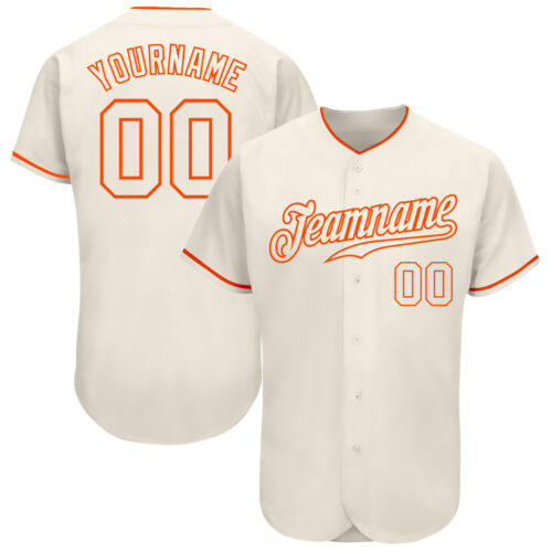 Cream0287_8ff2ae8b-154b-4773-9e63-2af45236c9c0 Custom Cream Cream-Orange Authentic Baseball Jersey