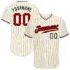 Custom Cream Black Pinstripe Red Black-White Authentic Baseball Jersey