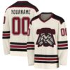 Custom Cream Crimson-Black Hockey Jersey