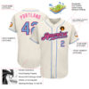 Custom Cream Light Blue Black-Pink Authentic Baseball Jersey