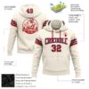 Custom Stitched Cream Red-Navy Football Pullover Sweatshirt Hoodie