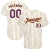Custom Cream Purple Pinstripe Purple-Gold Authentic Baseball Jersey