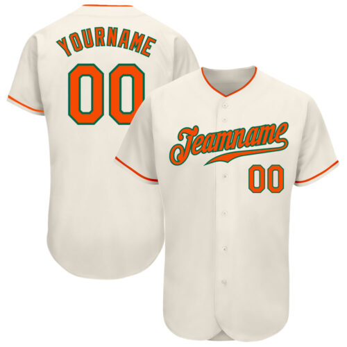 Cream0338_83733d12-91cc-46c2-ae1c-06aab4a26b12 Custom Cream Orange-Kelly Green Authentic Baseball Jersey