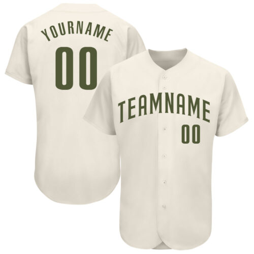 Cream0343_80668465-b556-4cf1-8f95-d63b78a333e5 Custom Cream Olive Authentic Baseball Jersey