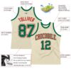 Custom Cream Kelly Green-Red Authentic Throwback Basketball Jersey