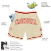 Custom Cream Cream-Red Authentic Throwback Basketball Shorts