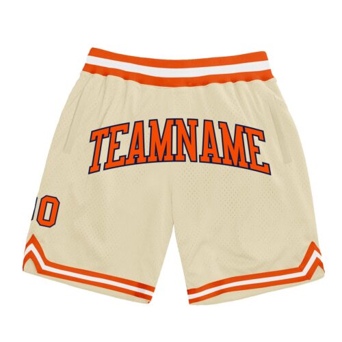 Cream0362 Custom Cream Orange-Navy Authentic Throwback Basketball Shorts