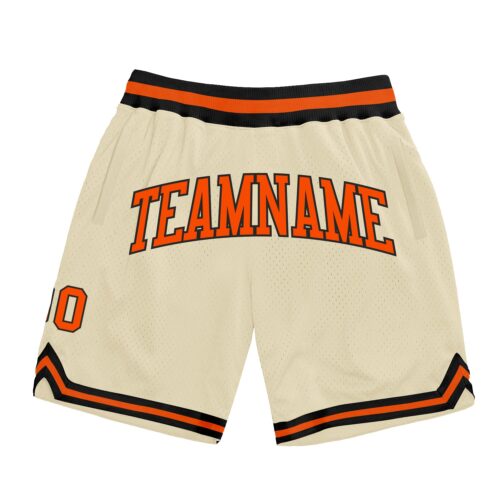 Cream0365 Custom Cream Orange-Black Authentic Throwback Basketball Shorts