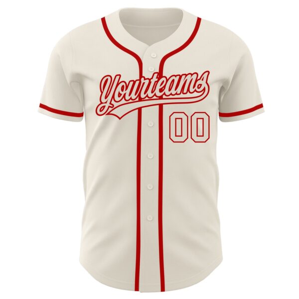 Custom Cream Cream-Red Authentic Baseball Jersey