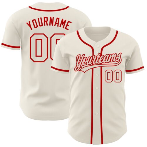 Cream0380 Custom Cream Cream-Red Authentic Baseball Jersey