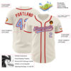 Custom Cream Light Blue-Red Authentic Baseball Jersey