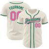 Custom Cream Pink-Kelly Green Authentic Baseball Jersey