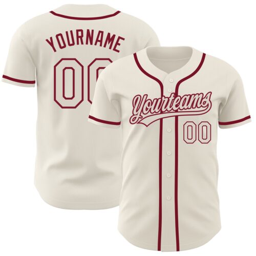 Cream0395 Custom Cream Cream-Crimson Authentic Baseball Jersey