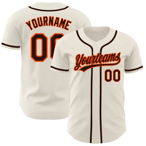 Cream0397 Custom Cream Brown-Orange Authentic Baseball Jersey