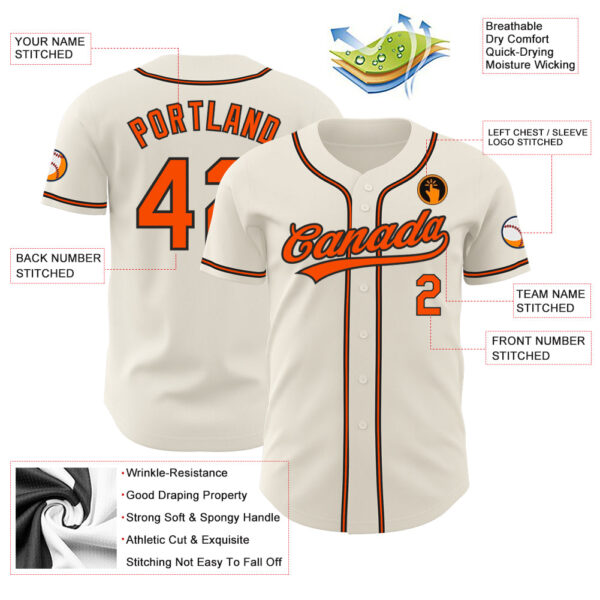 Custom Cream Orange-Black Authentic Baseball Jersey