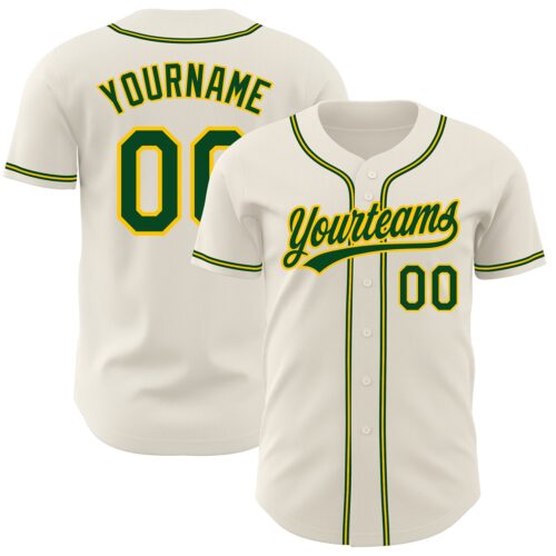 Cream0406_c0114a69-1afe-46d0-8b1b-6ab4aceaa8ed Custom Cream Green-Gold Authentic Baseball Jersey