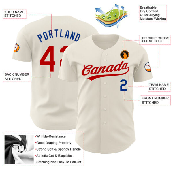 Custom Cream Red-Royal Authentic Baseball Jersey