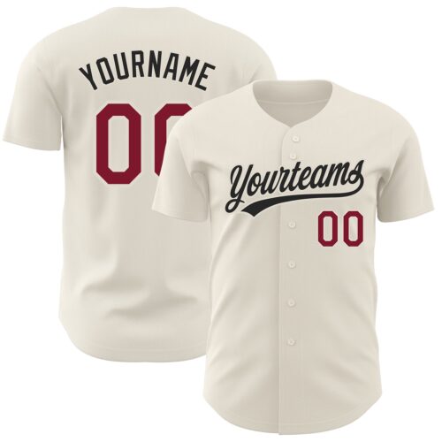 Cream0409 Custom Cream Crimson-Black Authentic Baseball Jersey