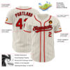 Custom Cream Black Pinstripe Red Authentic Baseball Jersey