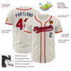 Custom Cream Navy Pinstripe Red Authentic Baseball Jersey