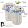 Custom Cream Navy Pinstripe Light Blue Authentic Baseball Jersey