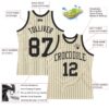 Custom Cream Black Pinstripe Black Authentic Basketball Jersey