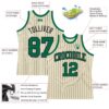 Custom Cream Black Pinstripe Kelly Green Authentic Basketball Jersey