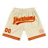 Custom Cream Red-Gold Authentic Throwback Basketball Shorts