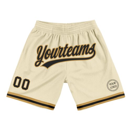 Cream0451 Custom Cream Black-Old Gold Authentic Throwback Basketball Shorts