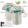 Custom Cream Teal Pinstripe Black Authentic Baseball Jersey
