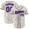 Custom Cream Purple Pinstripe Black Authentic Baseball Jersey