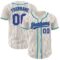 Custom Cream Purple Pinstripe Teal Authentic Baseball Jersey