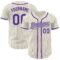 Custom Cream Gray Pinstripe Purple Authentic Baseball Jersey