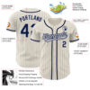 Custom Cream Gray Pinstripe Navy Authentic Baseball Jersey