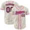 Custom Cream Black Pinstripe Pink Authentic Baseball Jersey
