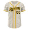 Custom Cream Black Pinstripe Gold Authentic Baseball Jersey