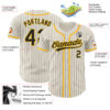 Custom Cream Black Pinstripe Gold Authentic Baseball Jersey