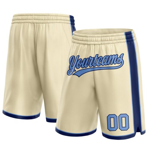 Cream0488 Custom Cream Light Blue-Navy Authentic Basketball Shorts