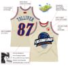 Custom Cream Royal Red-White Authentic Throwback Basketball Jersey