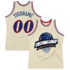 Custom Cream Royal Red-White Authentic Throwback Basketball Jersey