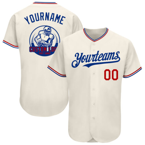 Cream0518 Custom Cream Red-Royal Authentic Baseball Jersey