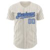 Custom Cream Navy Pinstripe Light Blue Authentic Baseball Jersey
