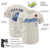 Custom Cream Navy Pinstripe Light Blue Authentic Baseball Jersey