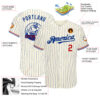 Custom Cream Royal Pinstripe Red-White Authentic Baseball Jersey