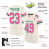 Custom Cream Pink-Kelly Green Mesh Authentic Football Jersey
