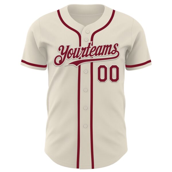 Custom Cream Crimson Authentic Baseball Jersey